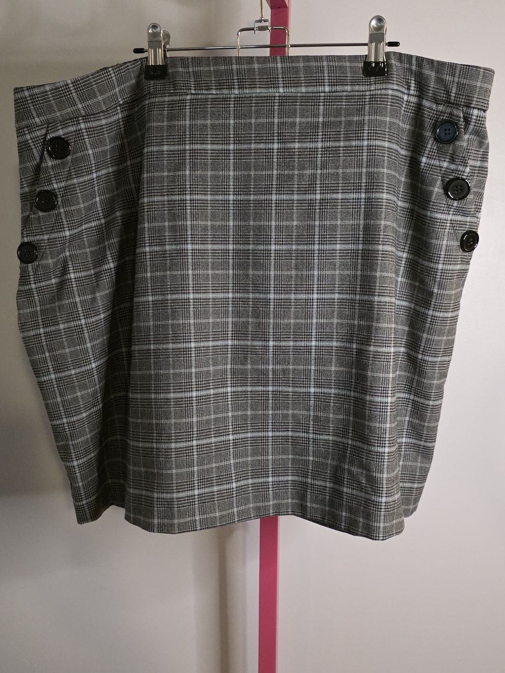 Eloquii Gray Plaid Mini Skirt with Side Button Detail Sz 18